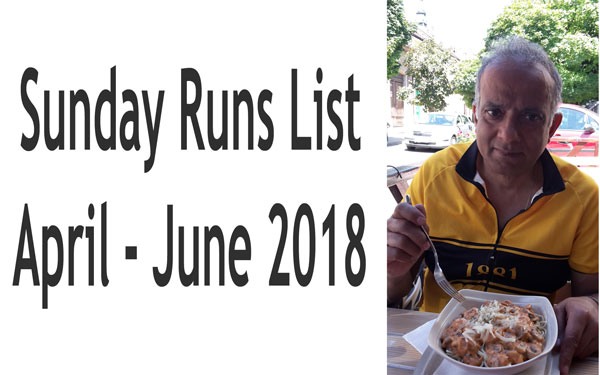 Runs List: Sundays April to June 2018